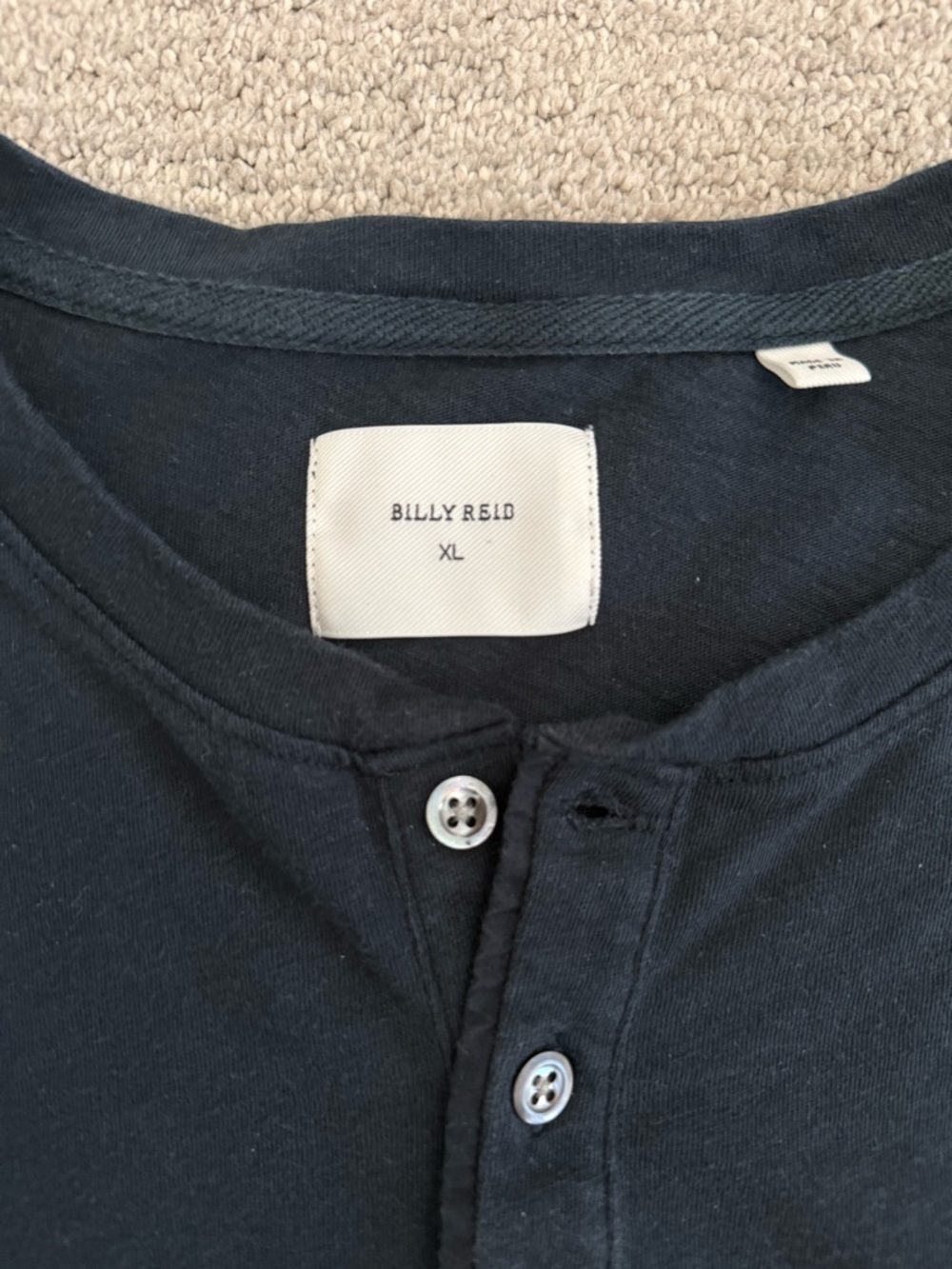 Men’s Billy Reid Black Long-Sleeve Henley Shirt - Picture 5 of 5